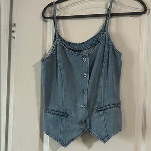 Casual Blue Button-Up Women's Top